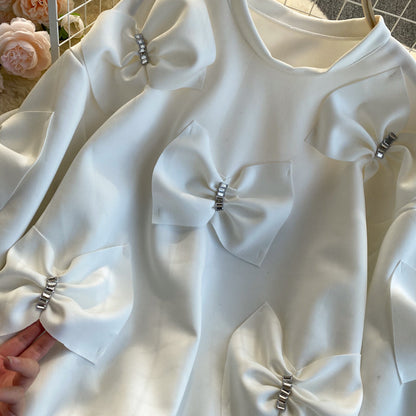 Cute long-sleeved tops with bow  269