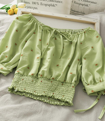 Cute floral pattern top crop tops  294