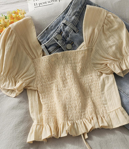 Cute Plaid Short Sleeve Top  301