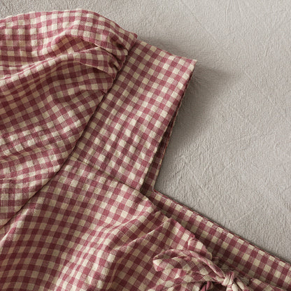 Cute Plaid Short Sleeve Top  301