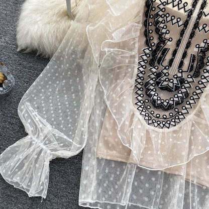 Cute embroidered long sleeve top  267