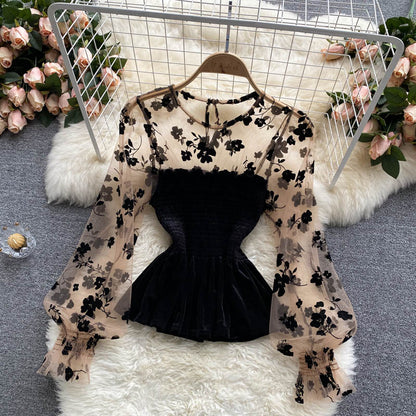 Cute lace long sleeve tops  268