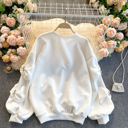 Cute long-sleeved tops with bow  269