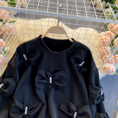 Cute long-sleeved tops with bow  269