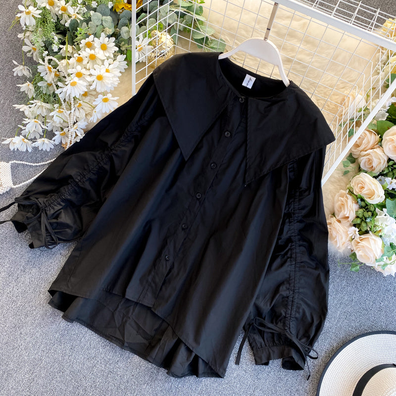 Cute puff sleeve lapel top  255