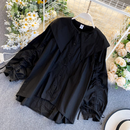 Cute puff sleeve lapel top  255