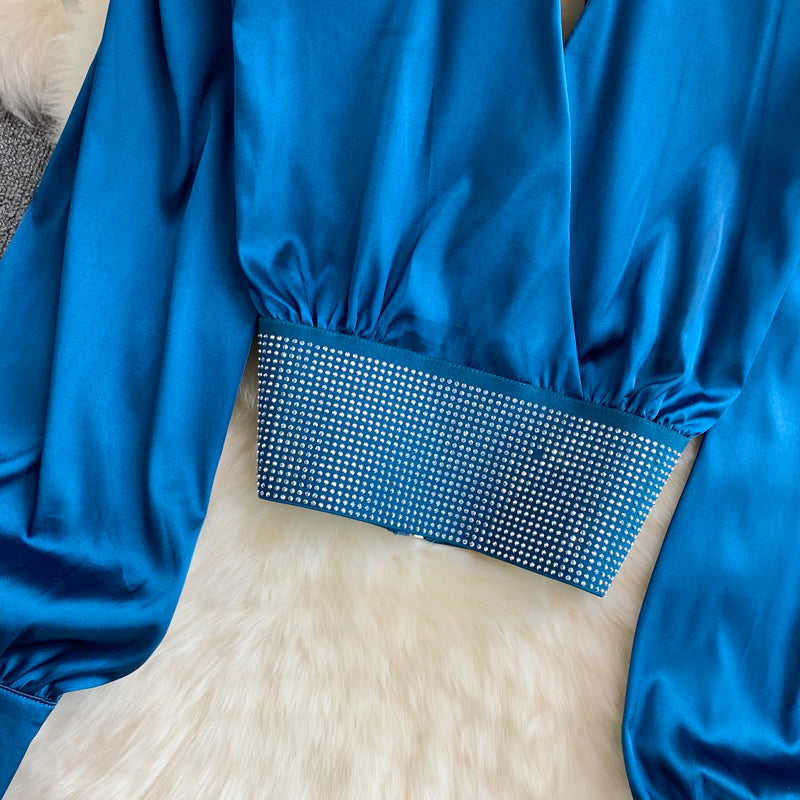 Simple high neck long sleeve top  253