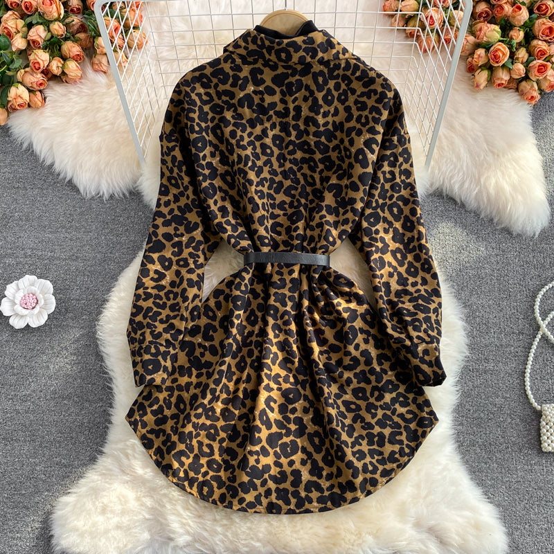Fashionable Leopard Print Long Sleeve Tops  243