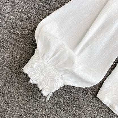 White lace long sleeve tops  251