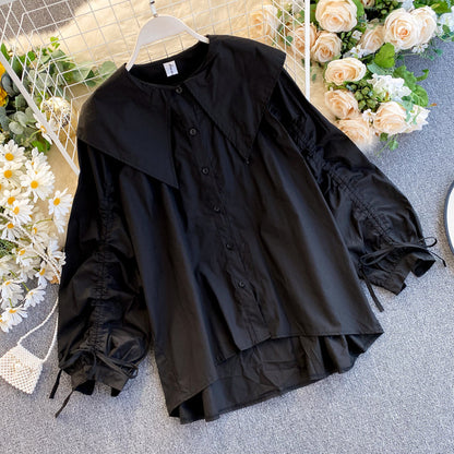 Cute puff sleeve lapel top  255