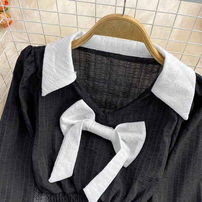 Cute v neck long sleeve top crop top  258