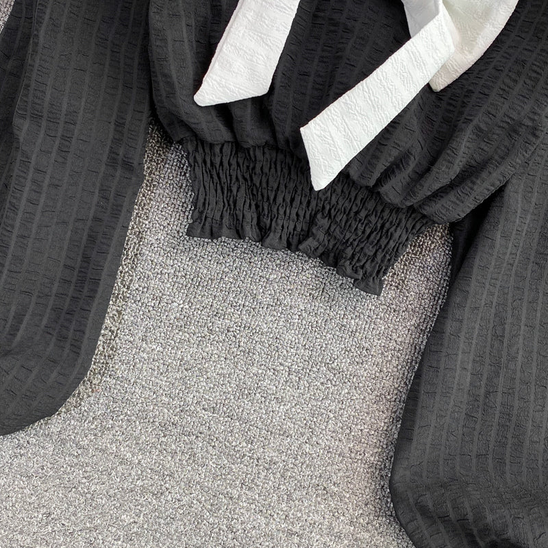 Cute v neck long sleeve top crop top  258