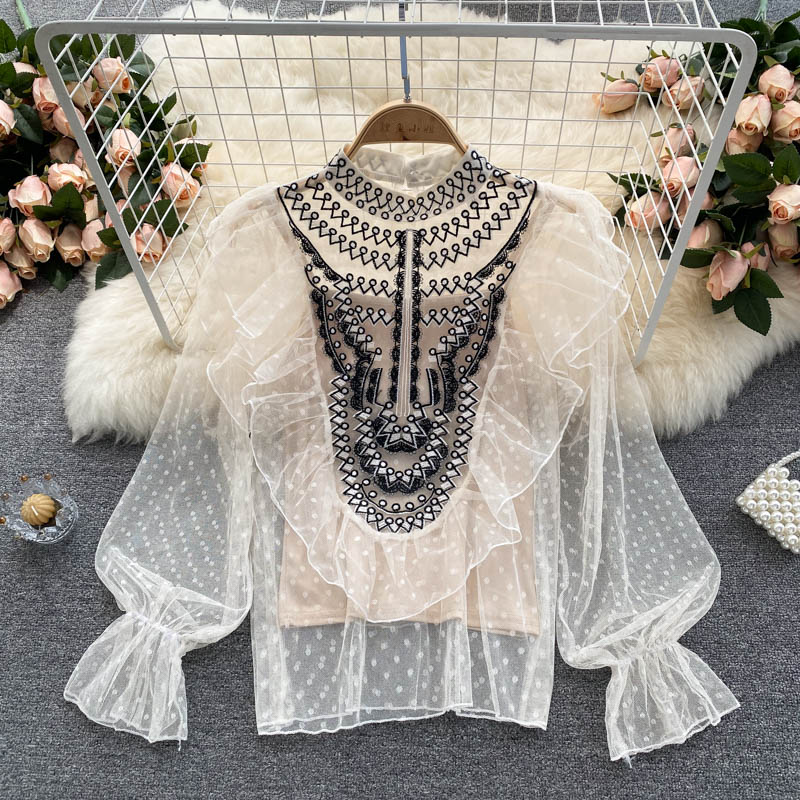 Cute embroidered long sleeve top  267