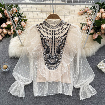 Cute embroidered long sleeve top  267