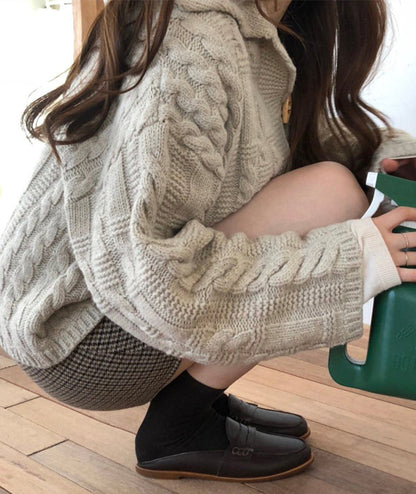Loose v-neck sweater coat knitted cardigan coat  150