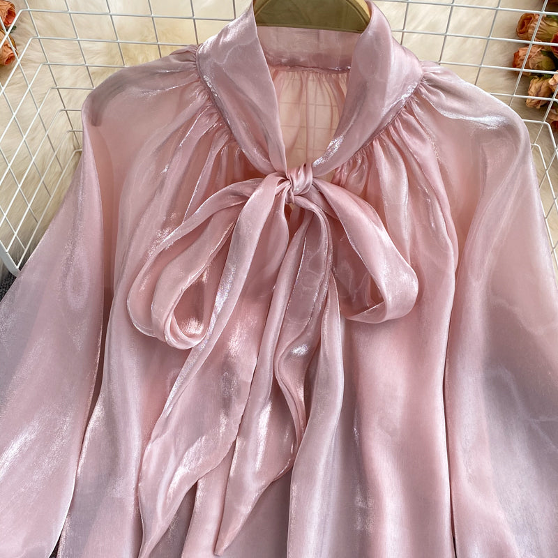 Lovely bow-knot long-sleeved top  271