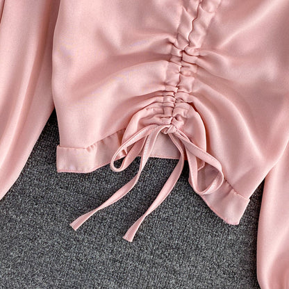 Simple long-sleeved top crop tops  263