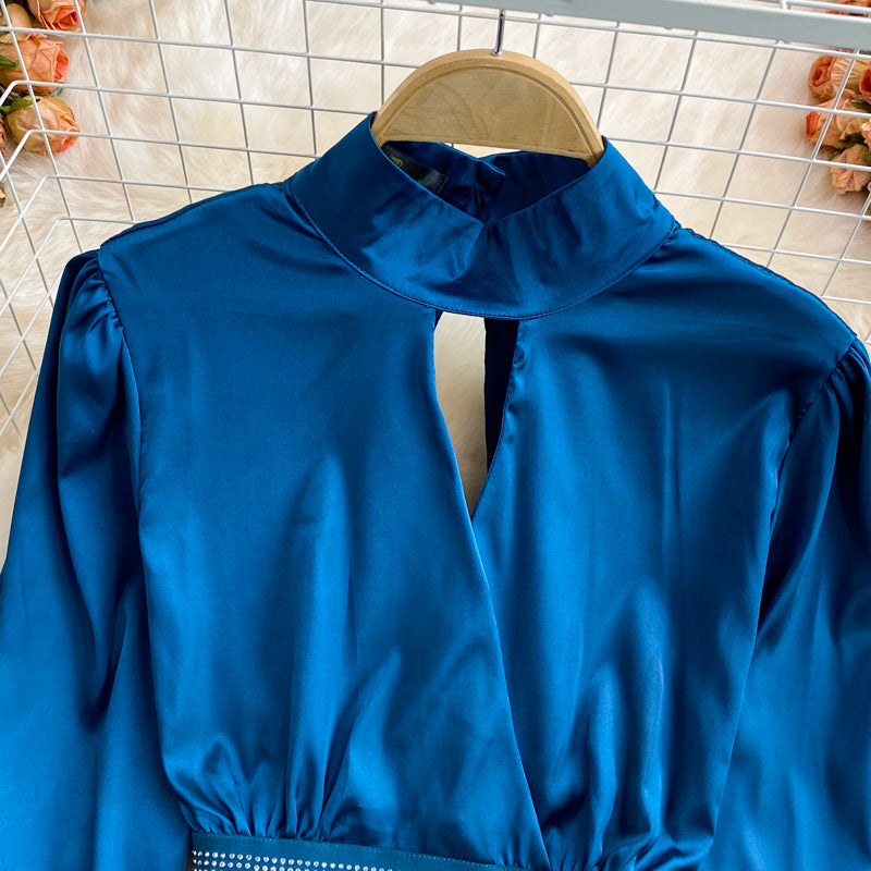 Simple high neck long sleeve top  253