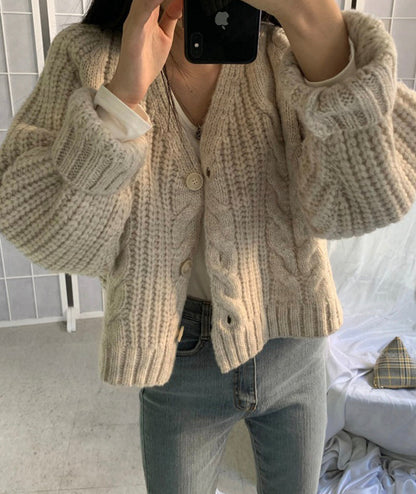 Simple V-neck knitted sweater coat  153