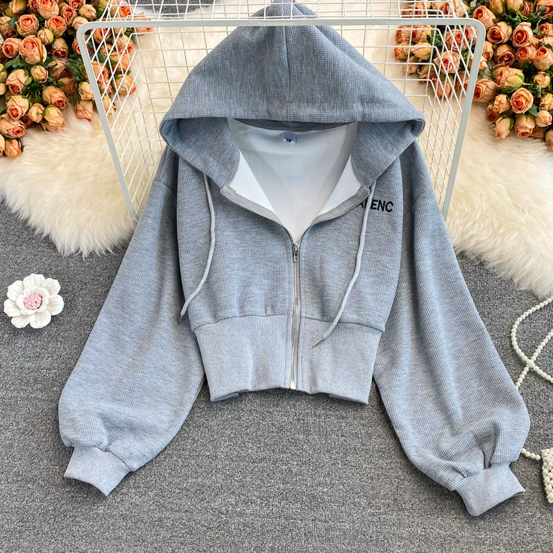 Cute long sleeve crop tops fasion hoodie  244