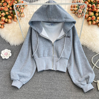 Cute long sleeve crop tops fasion hoodie  244