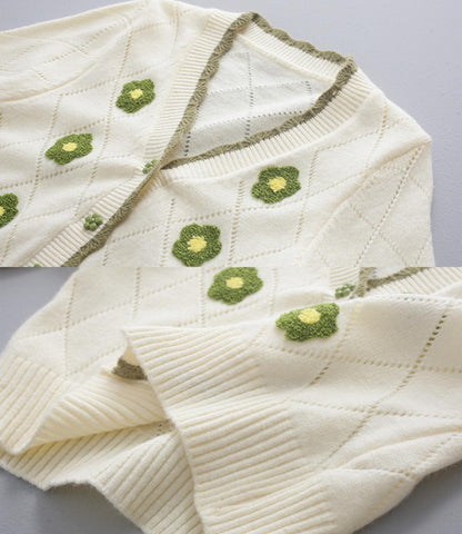 Lovely flowers long sleeve cardigan sweater  140