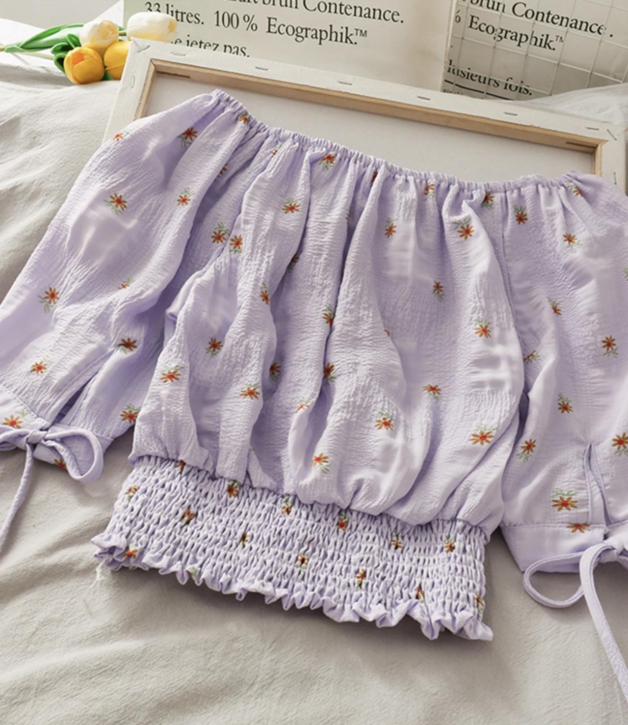 Cute floral pattern top crop tops  294