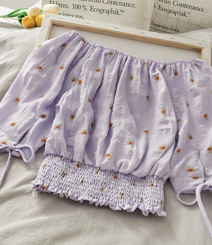 Cute floral pattern top crop tops  294