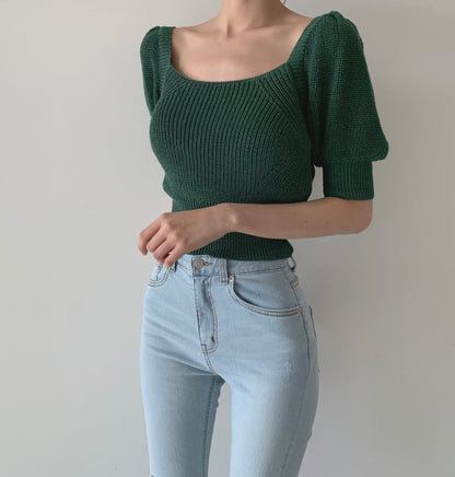 Cute knitted lace up top  310