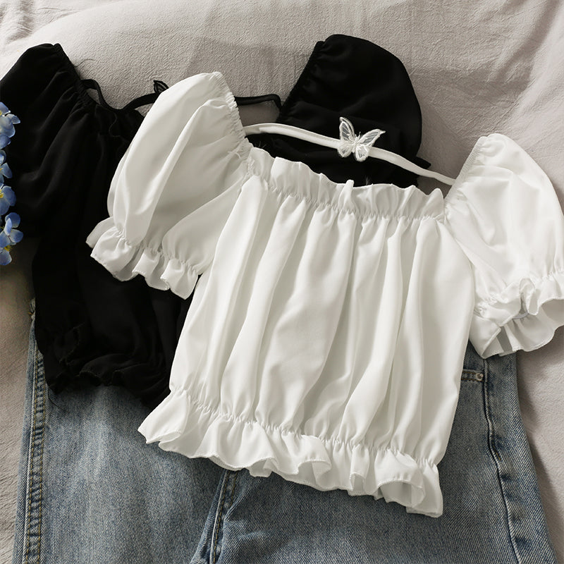 Cute short sleeve cropped top  304