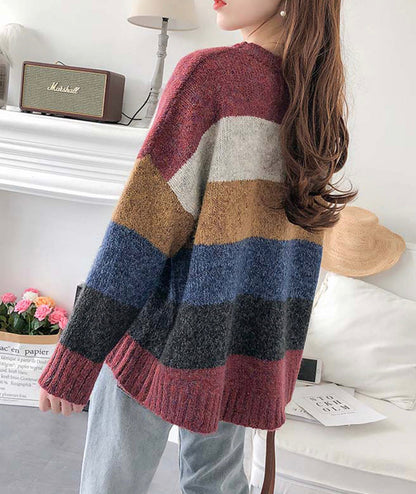 Simple striped long sleeve sweater  133