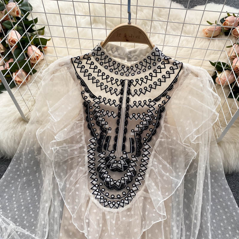 Cute embroidered long sleeve top  267