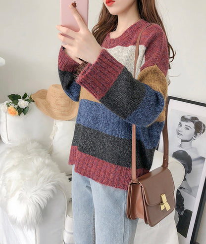 Simple striped long sleeve sweater  133