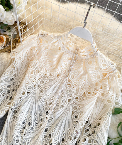 Retro hollow lace tops  374