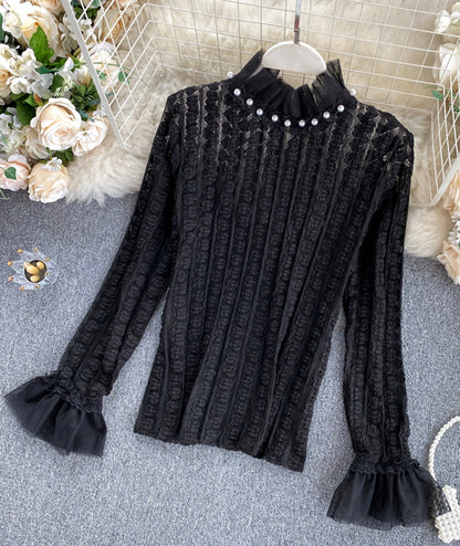 Cute turtleneck lace top  373