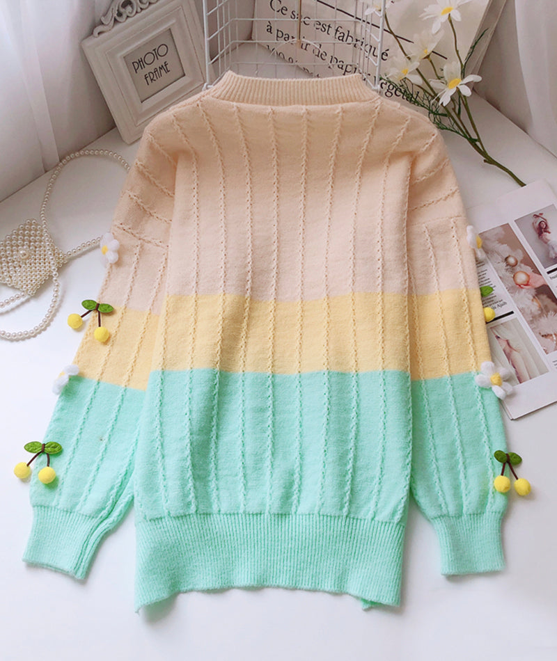 Lovely flowers long sleeve sweater  083