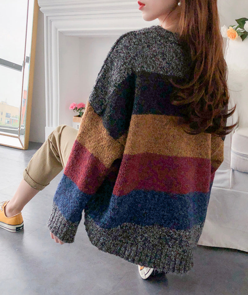 Simple striped long sleeve sweater  133