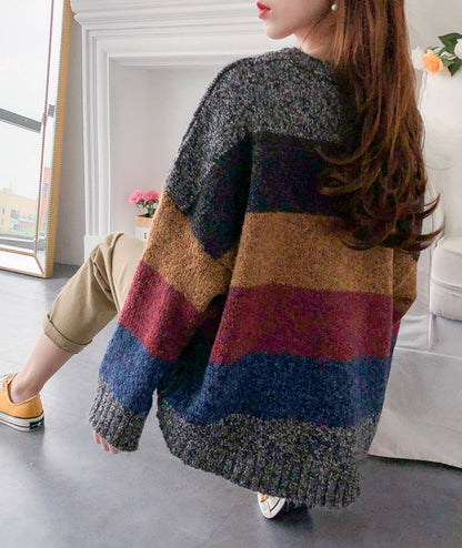 Simple striped long sleeve sweater  133