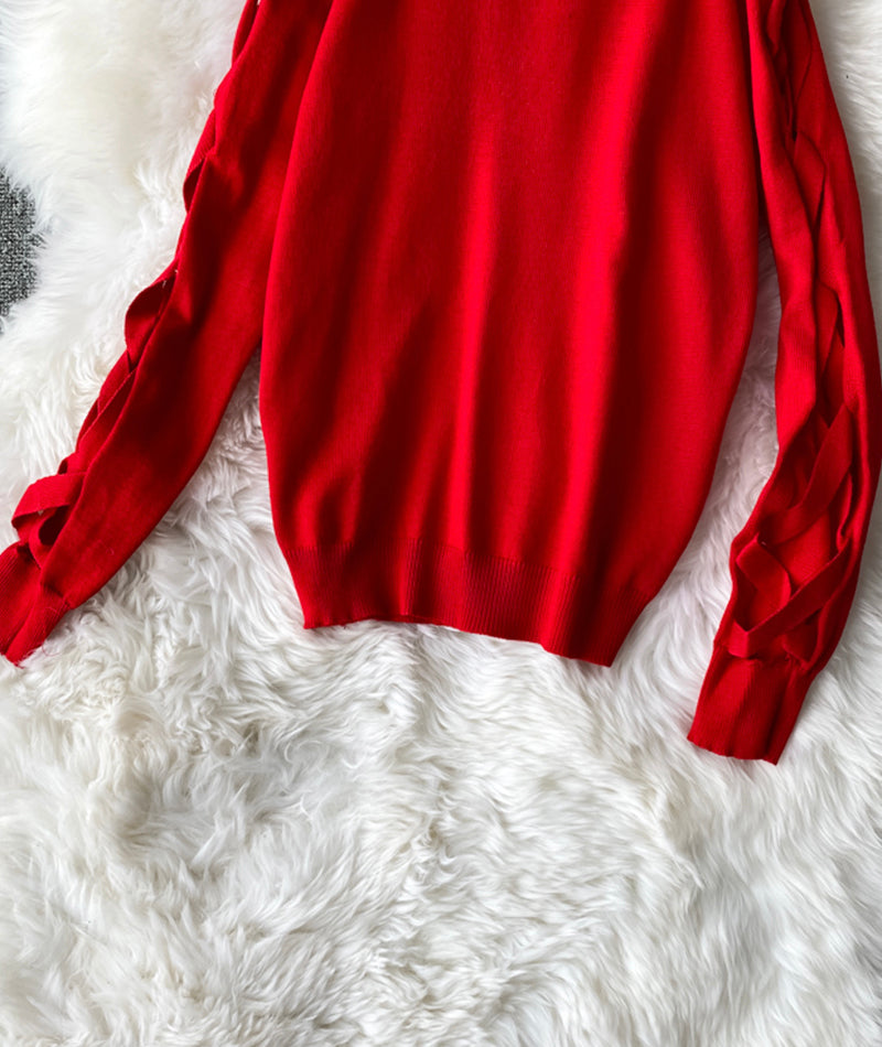 Unique round neck long sleeve sweater  105