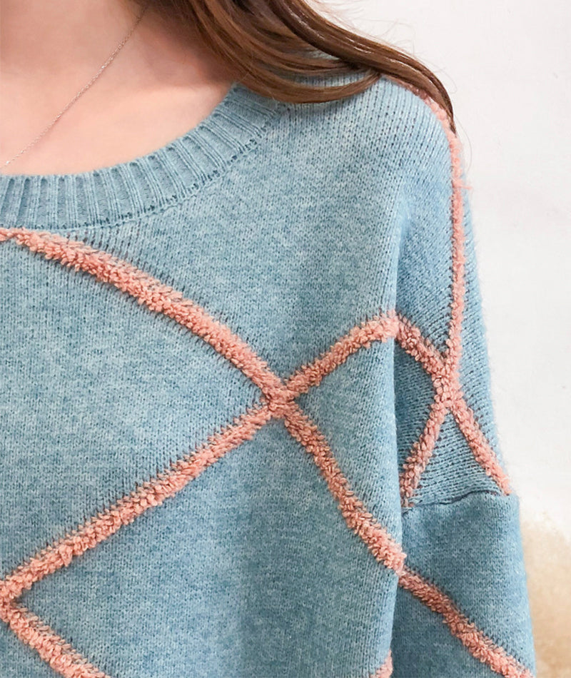 Cute round neck sweater long sleeve sweater  131