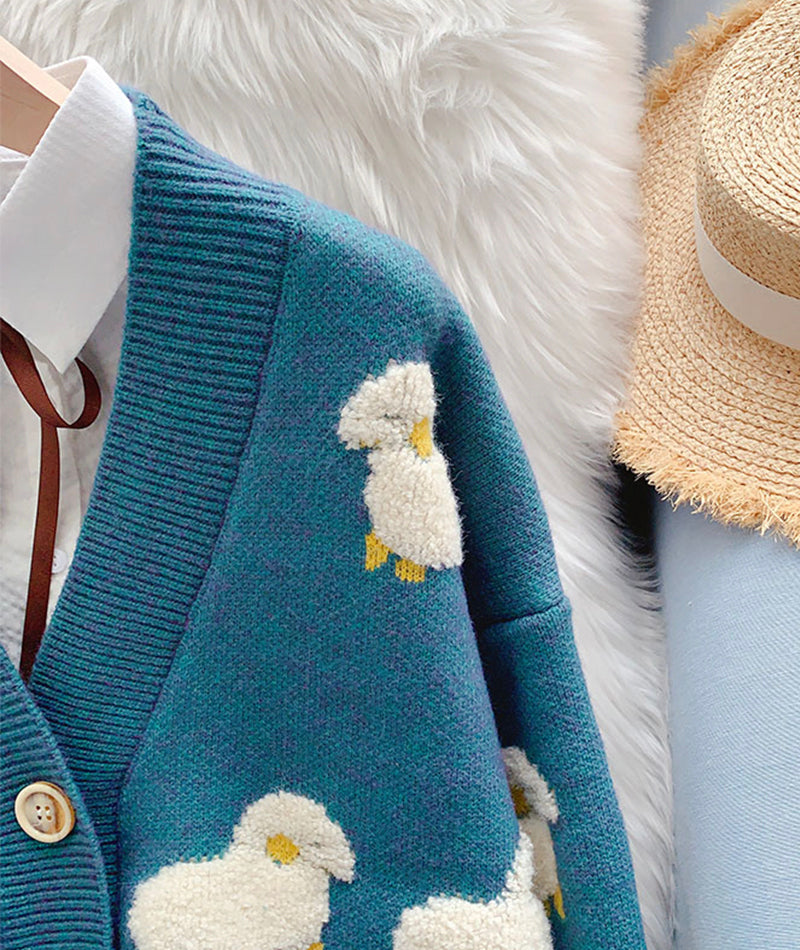 Cute sheep pattern sweater long sleeve sweater sweater coat spring and autumn clothing  156