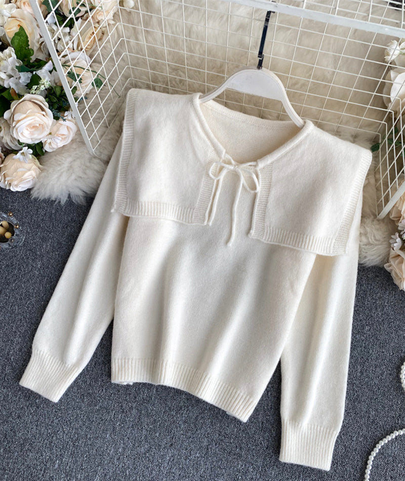 Uniquely designed lapel sweater  088