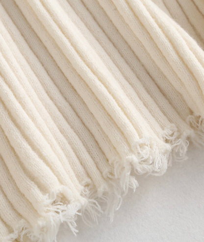 White fringed sweater white long-sleeved sweater top  110