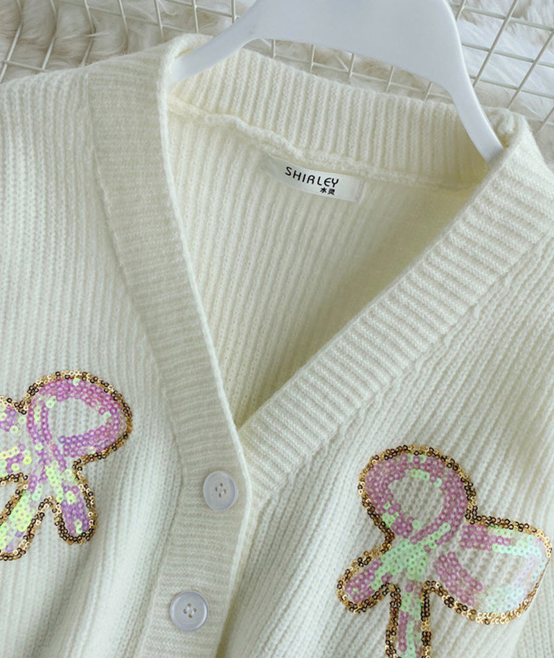 Cute loose sequin sweater short sweater  100