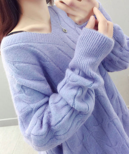Cute v neck long sleeve sweater  093