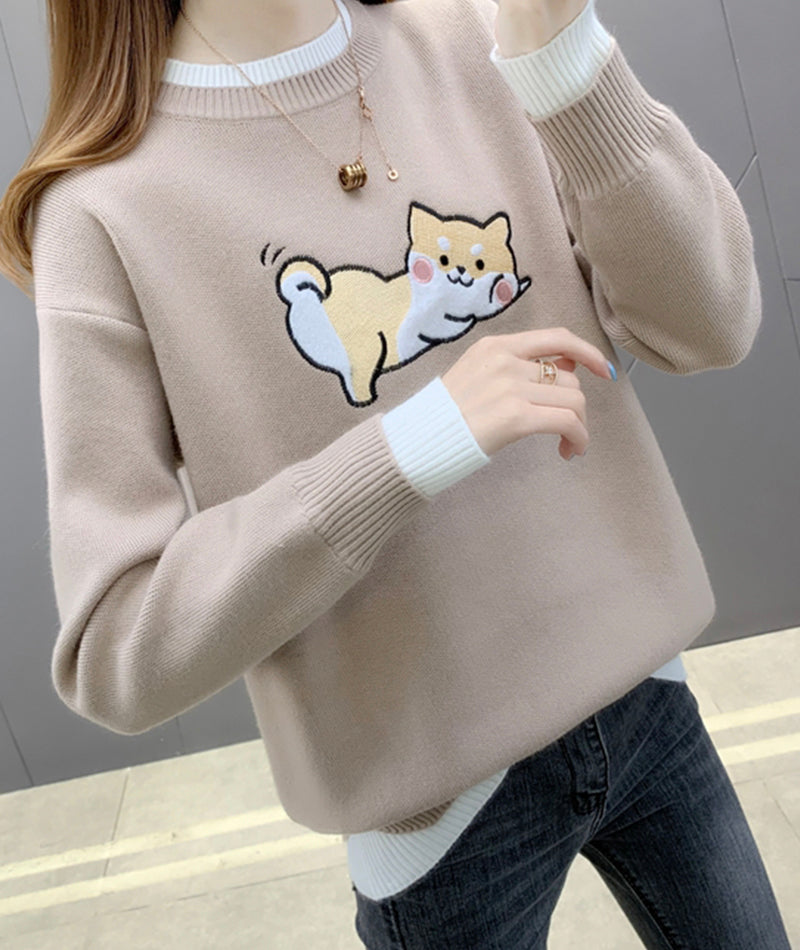 Cute cat long sleeve sweater  094