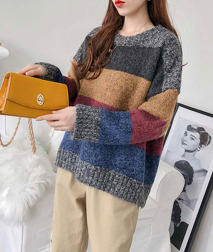 Simple striped long sleeve sweater  133