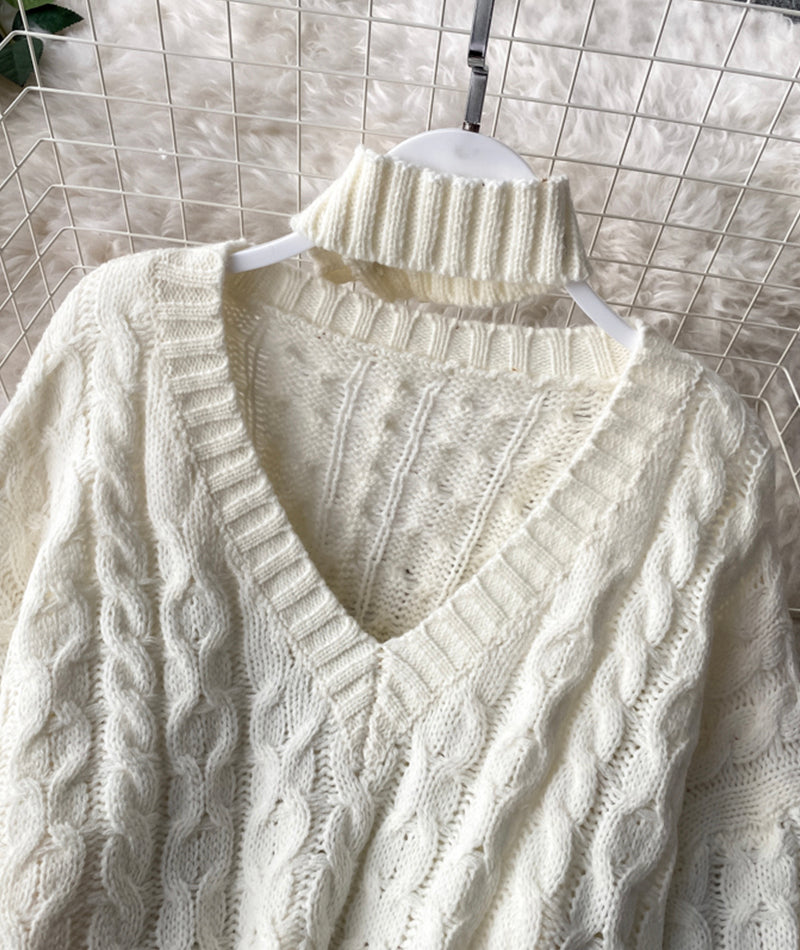 Cute v neck long sleeve sweater  104