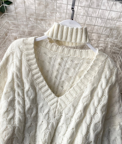 Cute v neck long sleeve sweater  104