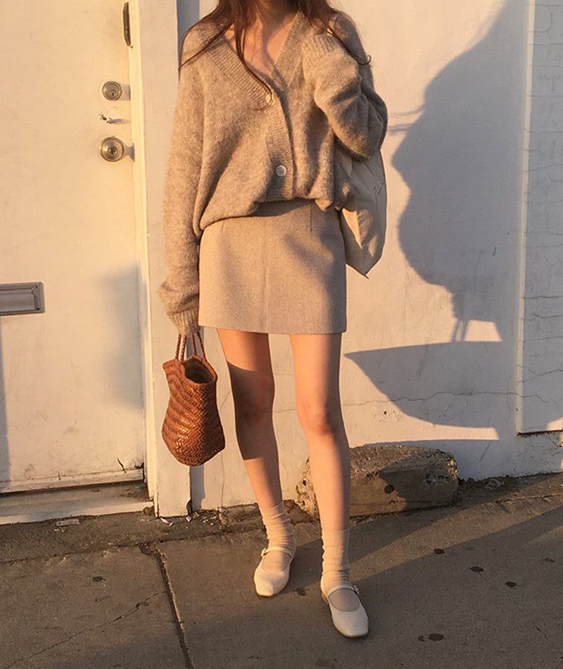 Loose v-neck sweater coat knitted cardigan coat  151